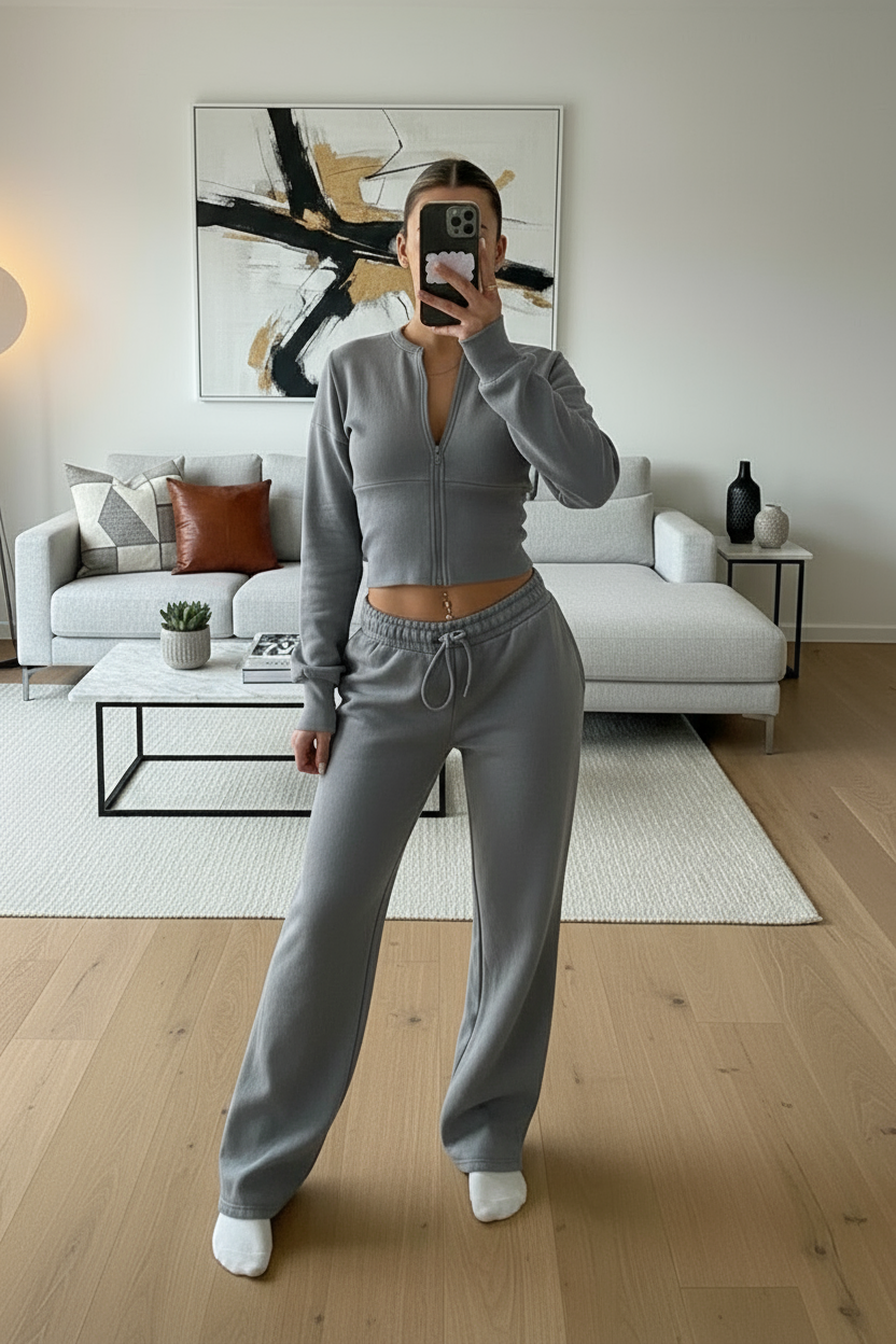 Wide Leg Zip Crop Tracksuit