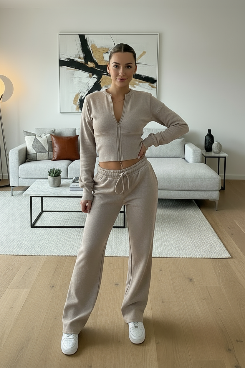 Wide Leg Zip Crop Tracksuit