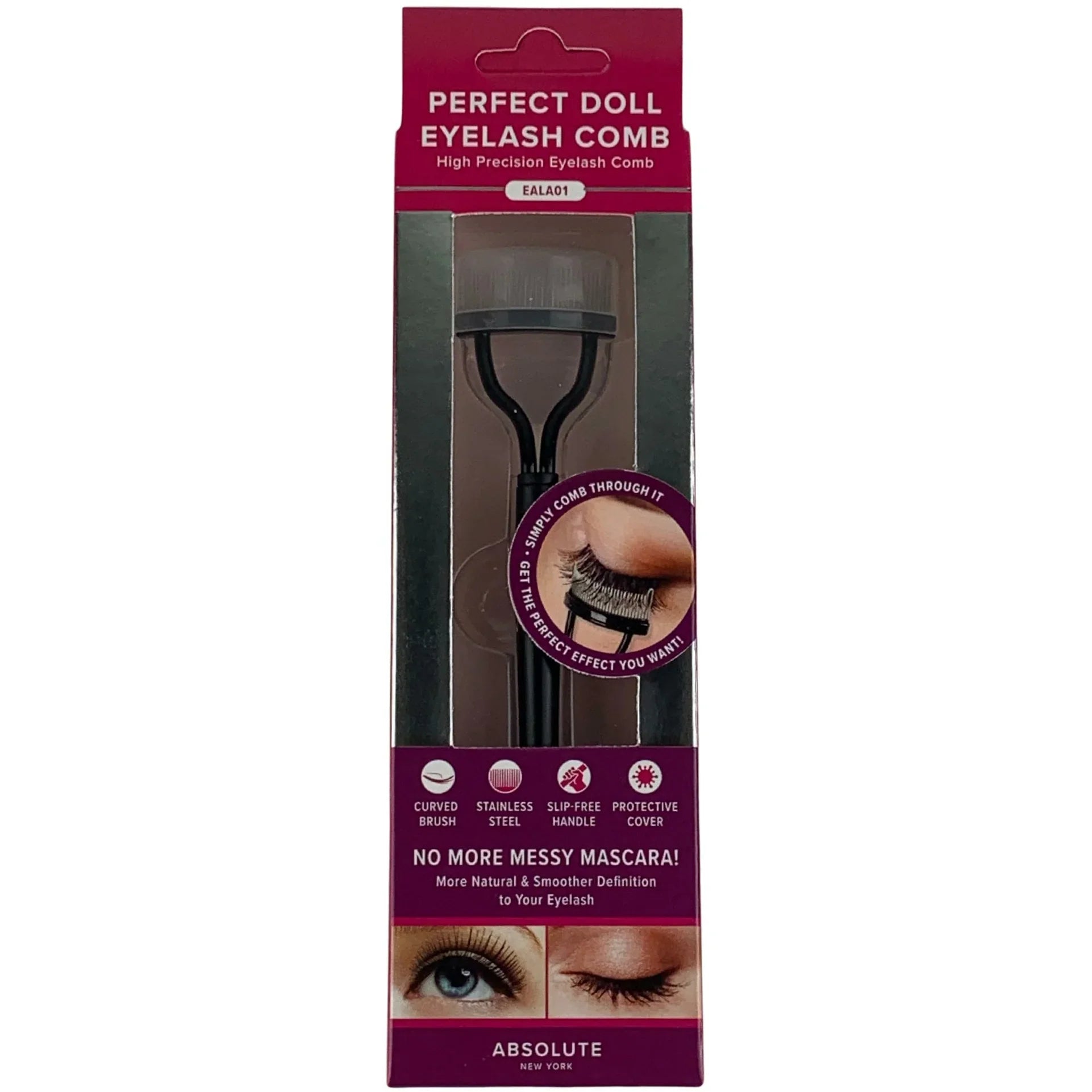 Absolute New York Perfect Doll Eyelash Comb - Flawless Lash Separation & Definition for All Lash Types