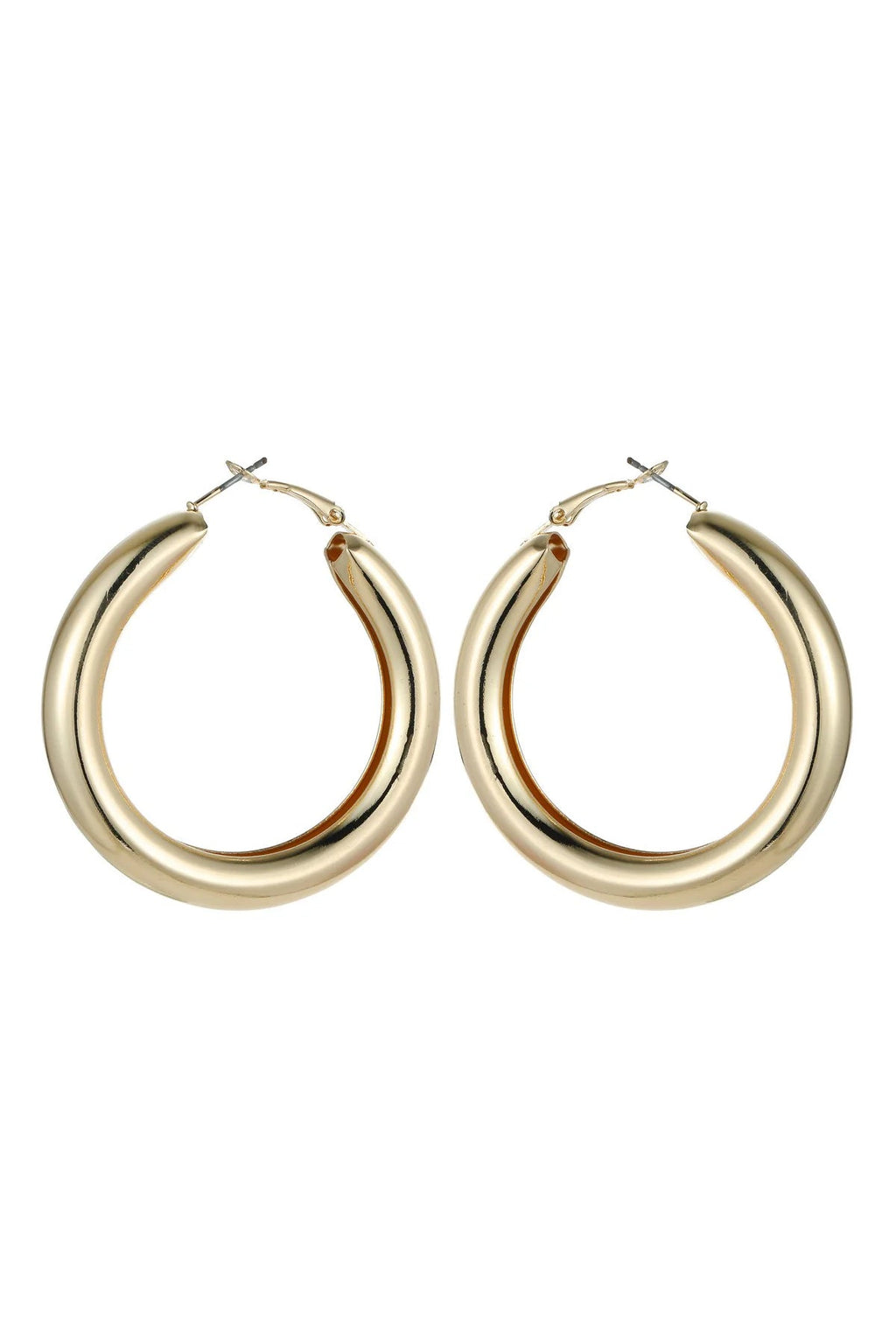 Gold Tone Chunky Hoop Earrings