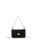 Black Velvet Small Evening Bag with Silver Knot Handle