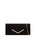 Black Suede Envelope Clutch Bag