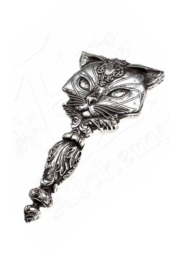 Alchemy Gothic Sacred Cat Hand Mirror - Silver Bastet Egyptian Cat Gothic Decor