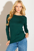 Green Round Neck Long Sleeve Top