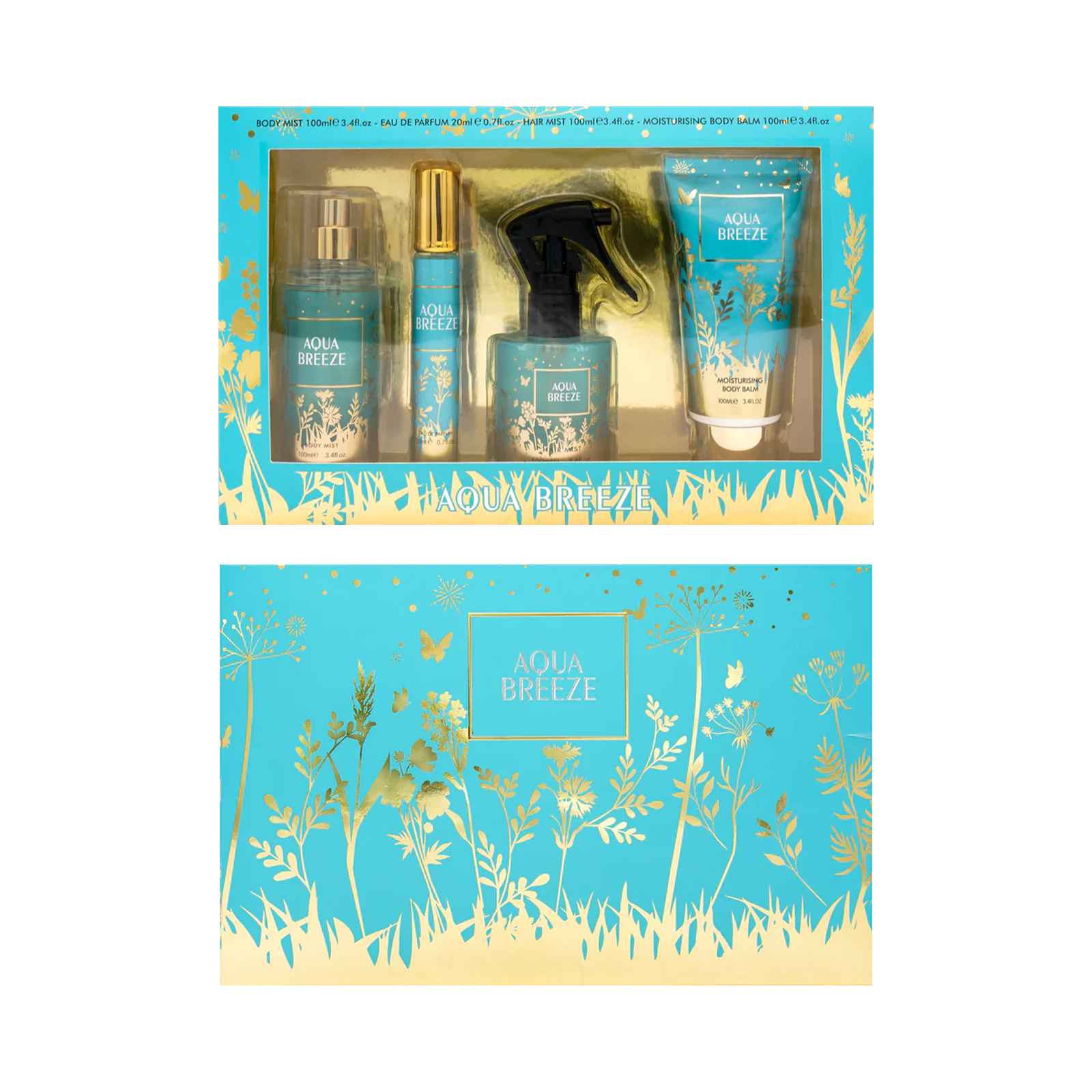 Aqua Breeze 4pc Hair Fragrance Gift Set | Long-lasting Scent & Shine for Lustrous Hair | Premium Collection