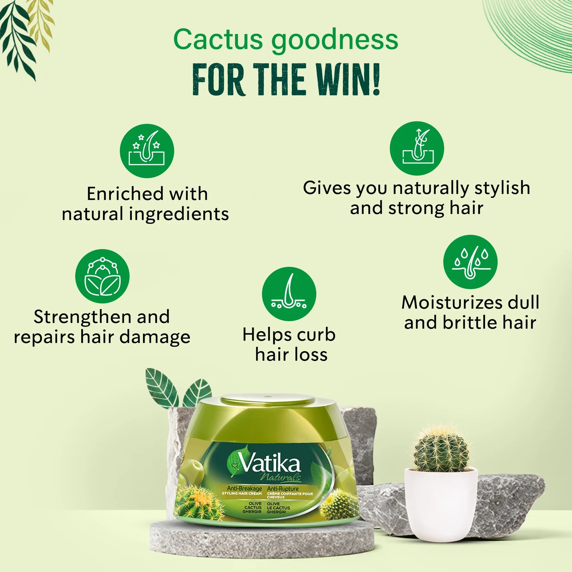 Vatika Naturals Hair Cream Anti-Breakage for Stronger, Healthier Hair 210ml/7.1 oz