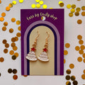 White  Christmas Tree gold earrings