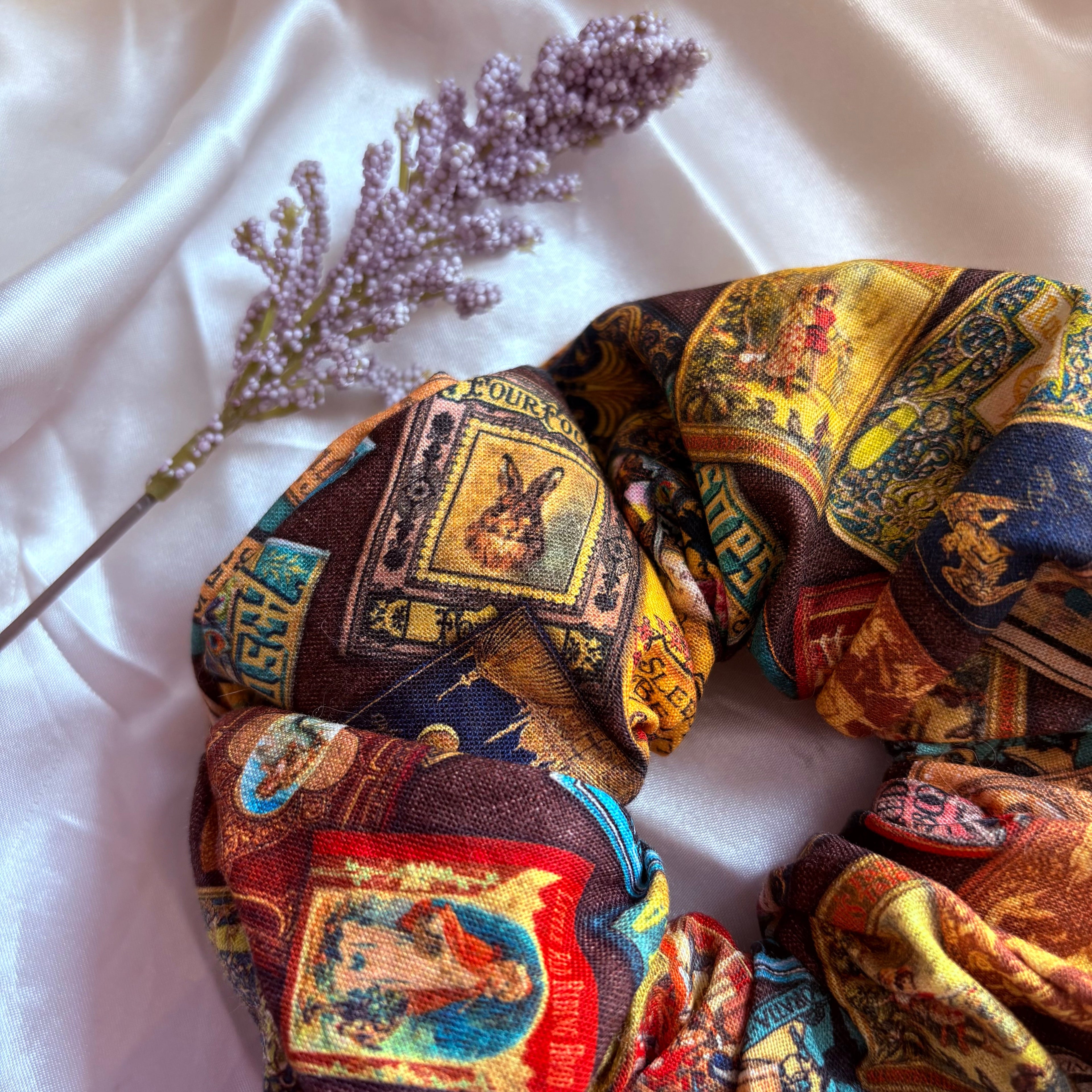 Big handmade vintage style book scrunchie