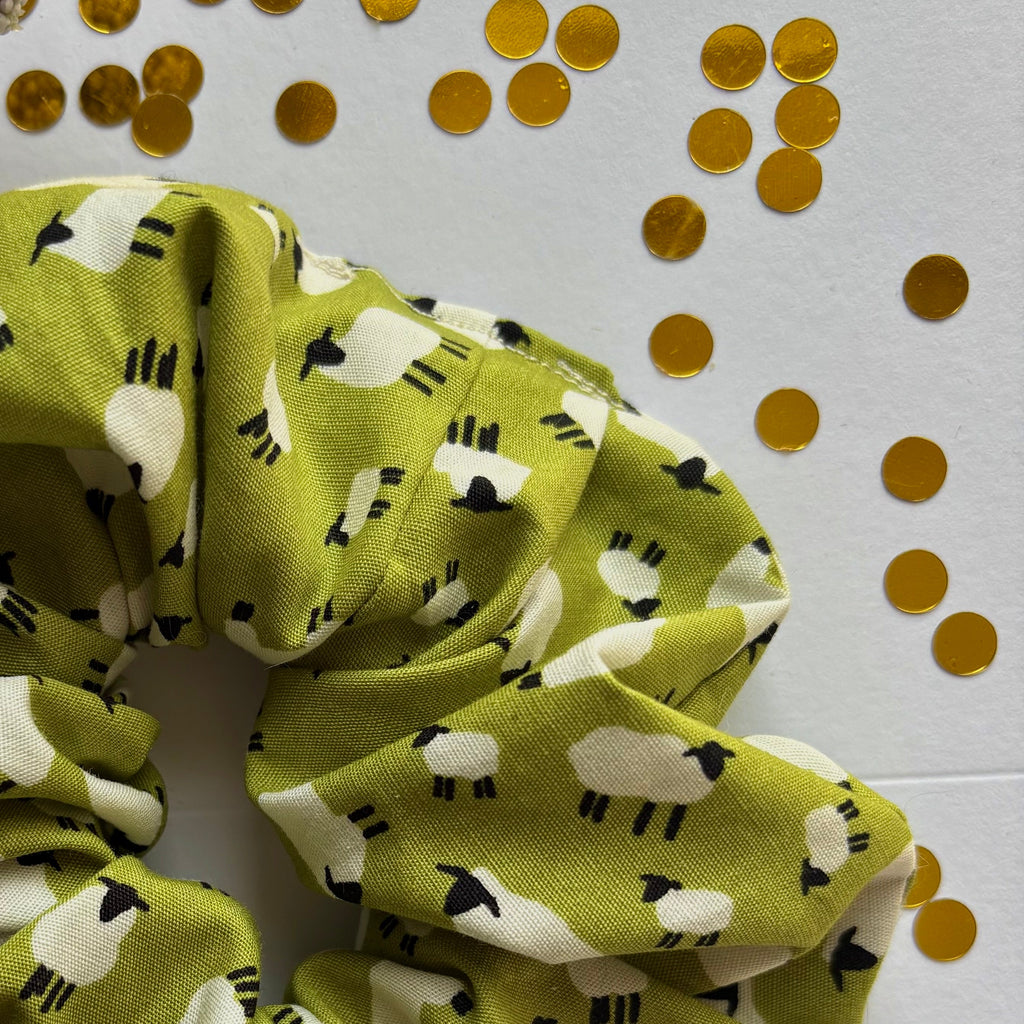 Green sheep scrunchie