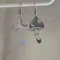Celestial stainless steel mushroom toadstool dangle earrings