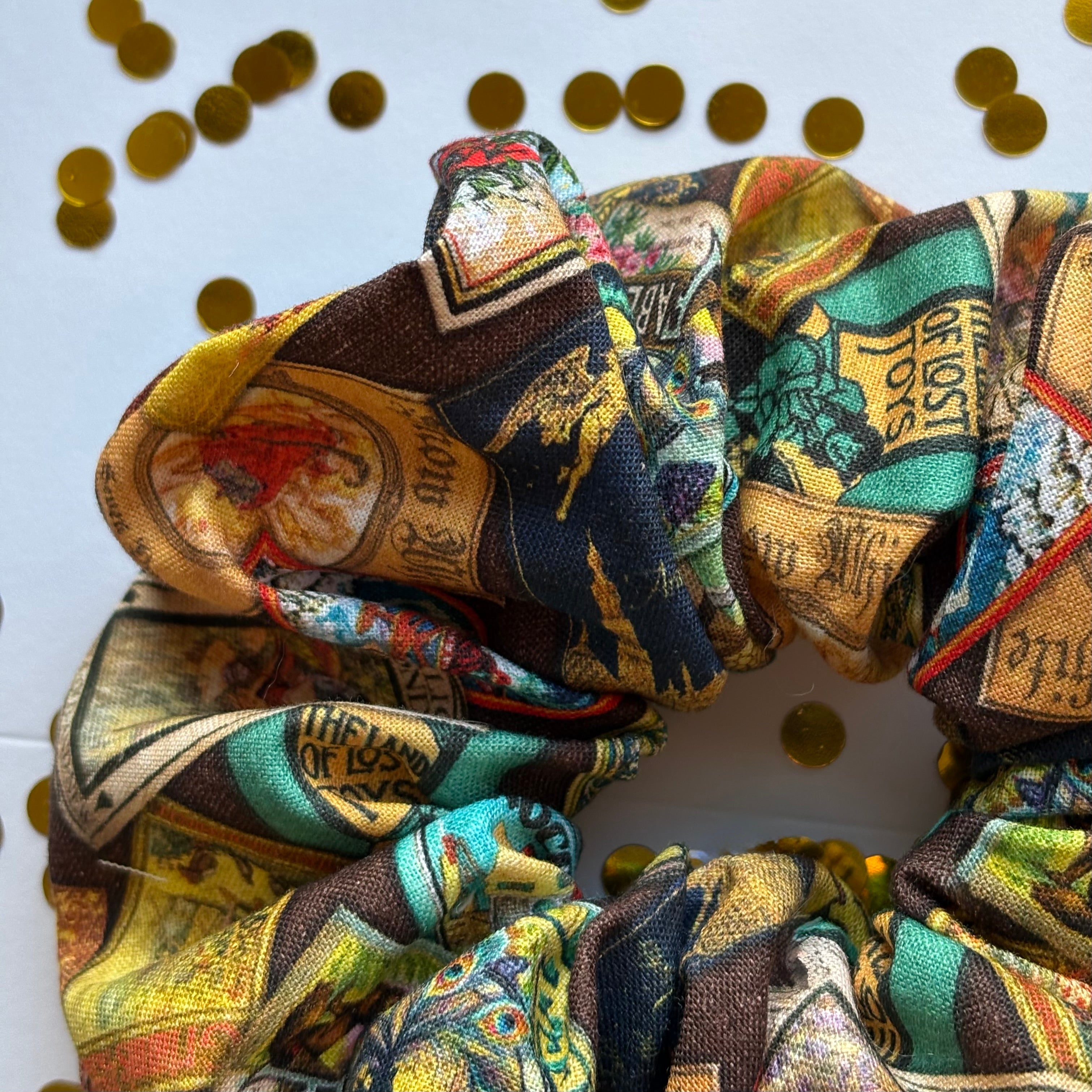 Big handmade vintage style book scrunchie
