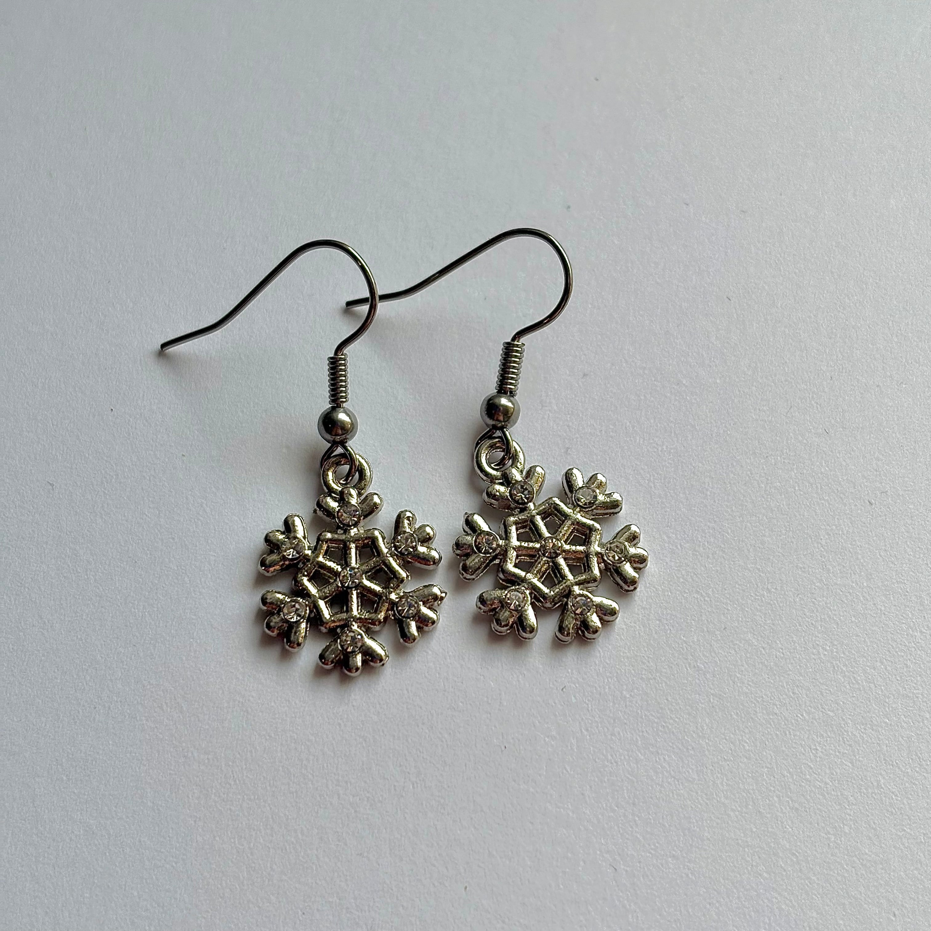 Silver snowflake  Christmas earrings