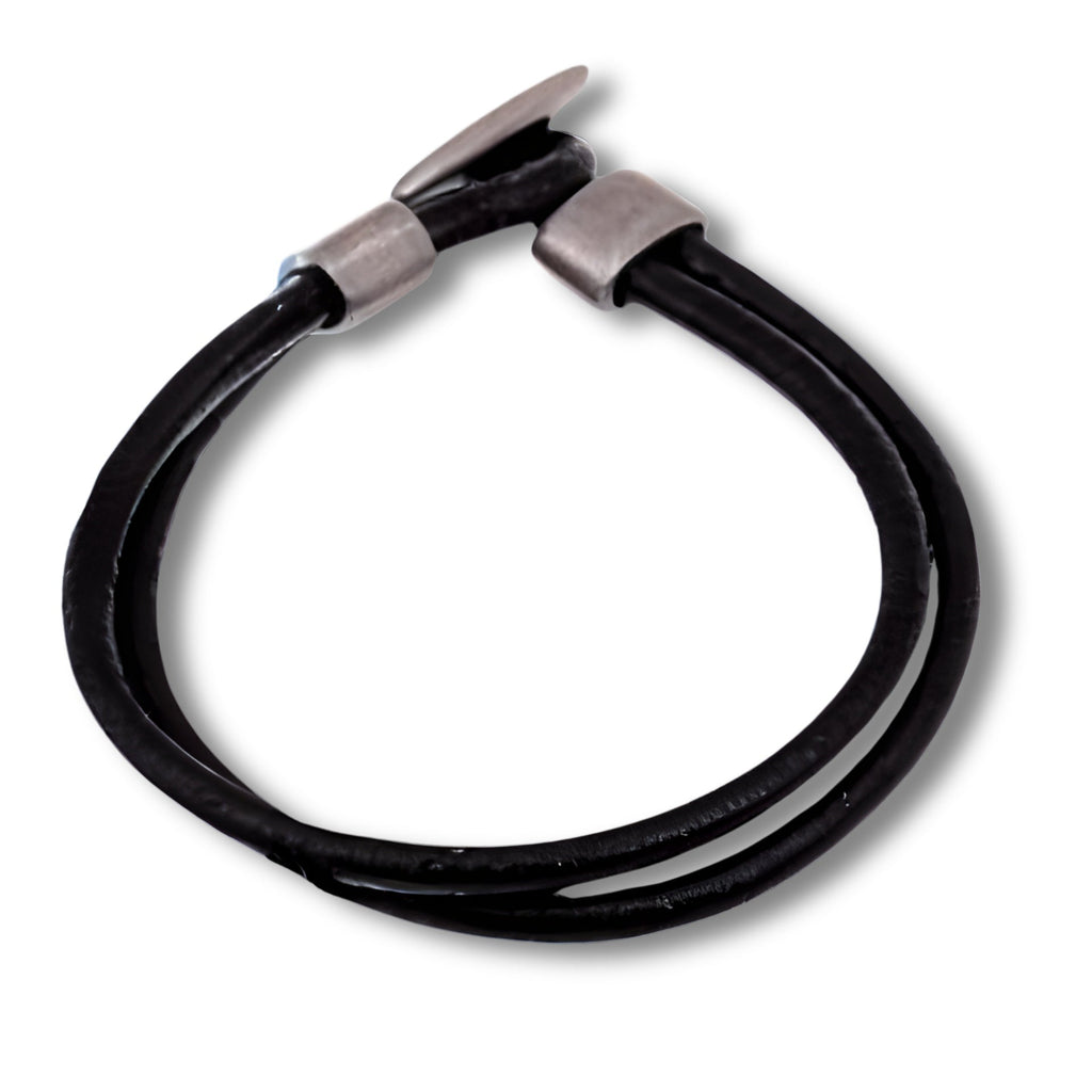 Men's Black Double Leather Bracelet -Men's Gift