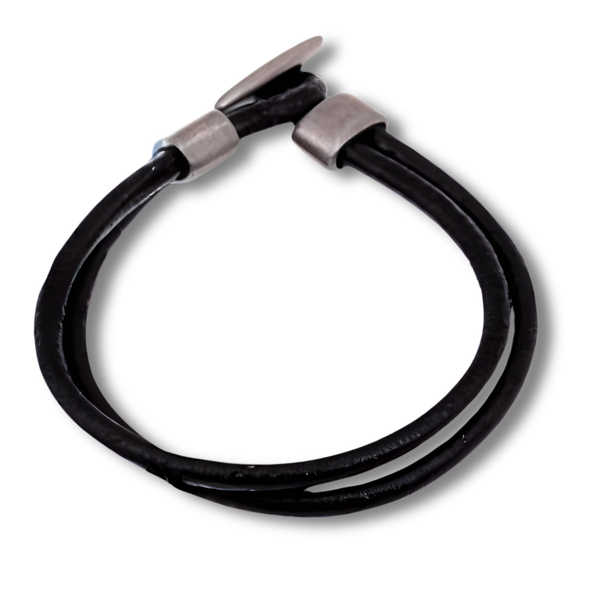 Men's Black Double Leather Bracelet -Men's Gift