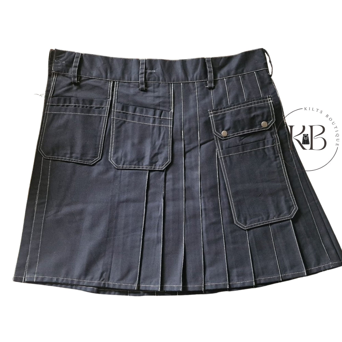 Black Handmade Utility Kilt Work wear Utility kilt Craftman Workout Cargo Kilt