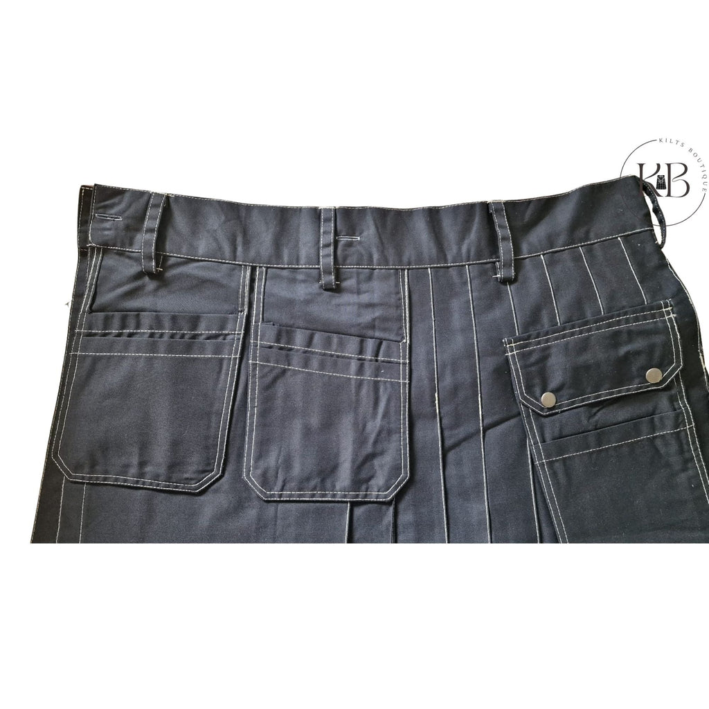 Black Handmade Utility Kilt Work wear Utility kilt Craftman Workout Cargo Kilt