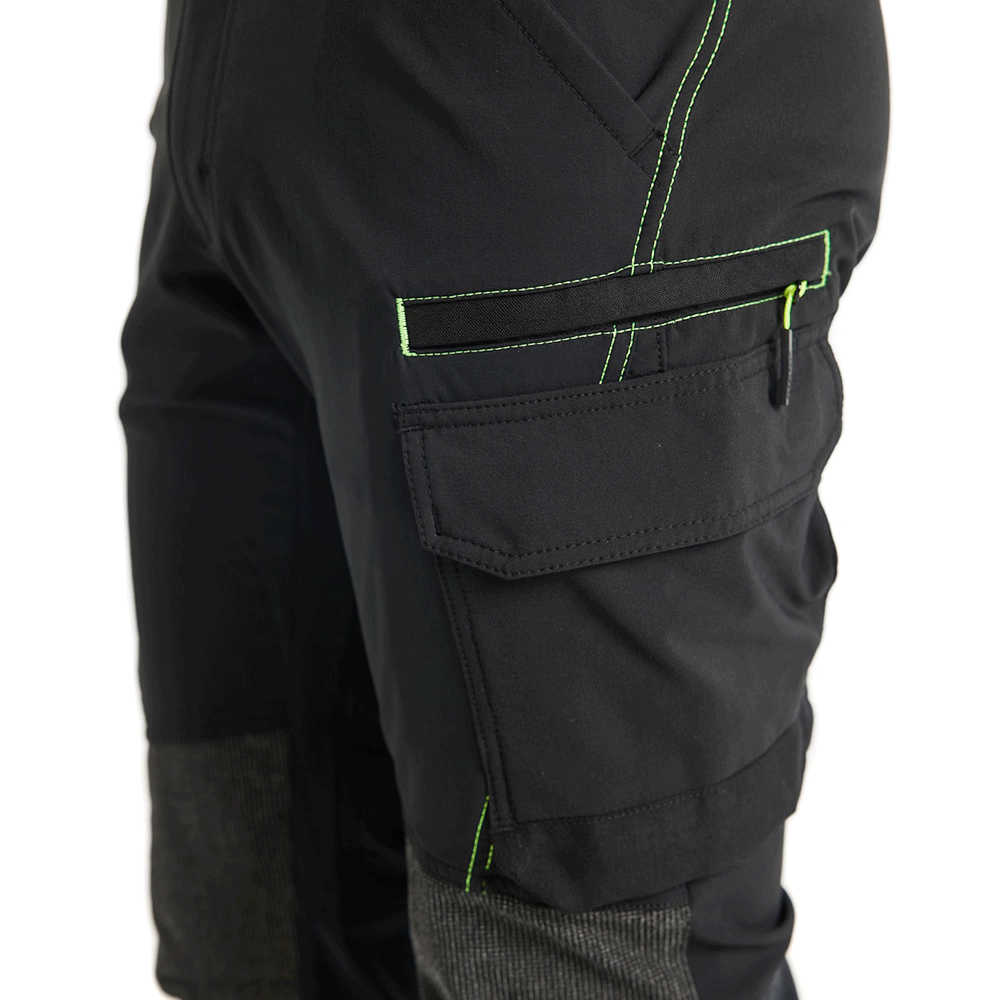 Blaklader 1422 4-Way Stretch Service Work Trousers Black / Hi-Vis Yellow