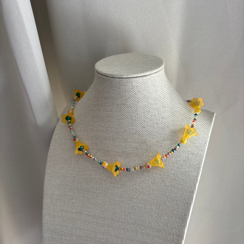 Handmade beaded orange flower chocker necklace