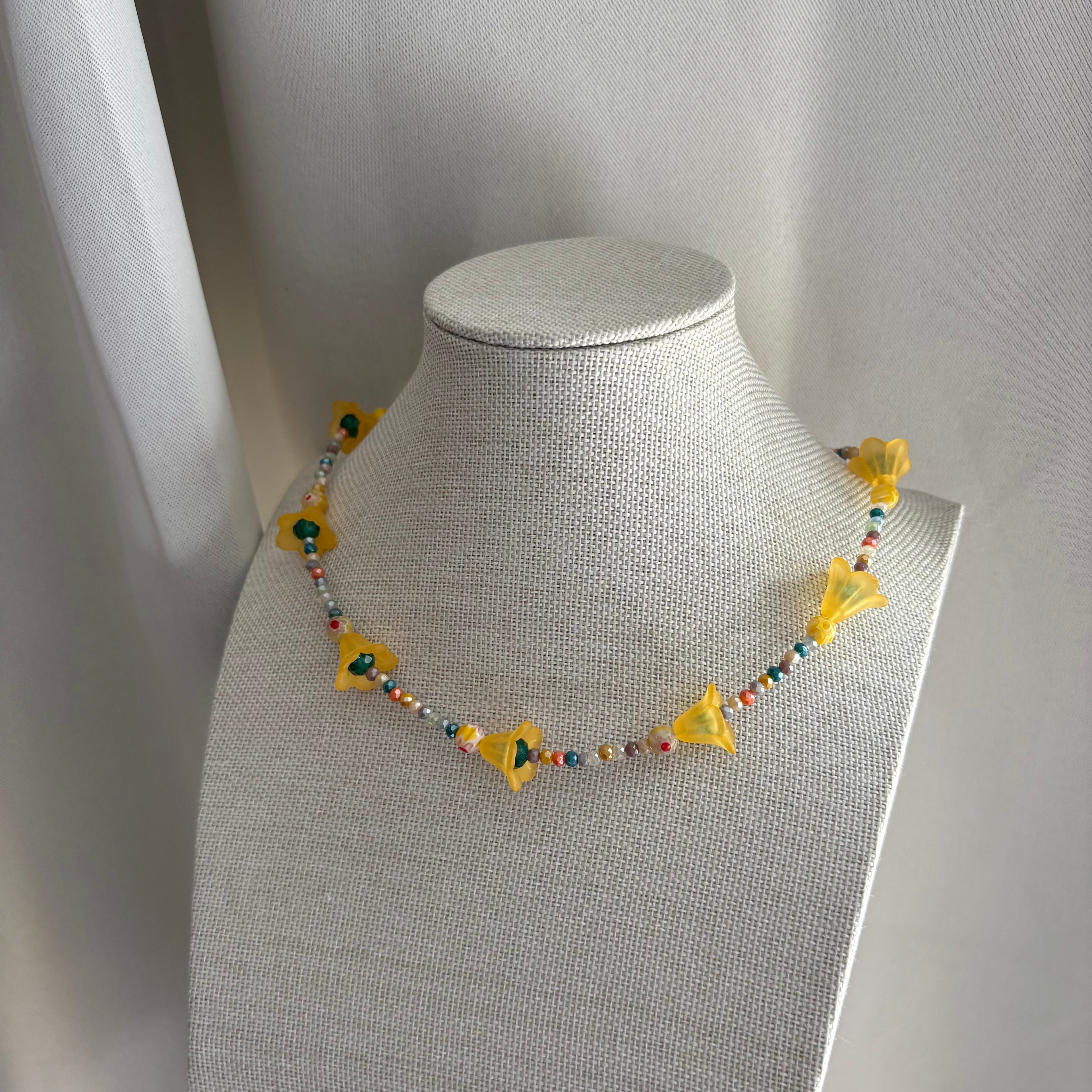 Handmade beaded orange flower chocker necklace