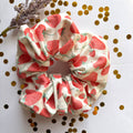 Handmade large white and red strawberry scrunchie