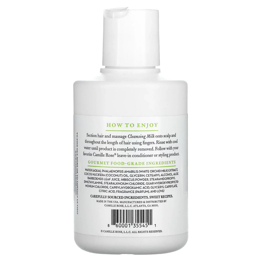 Camille Rose Cleansing Milk White Orchid Gentle Hydration & Detangling for Natural & Curly Hair 8 oz