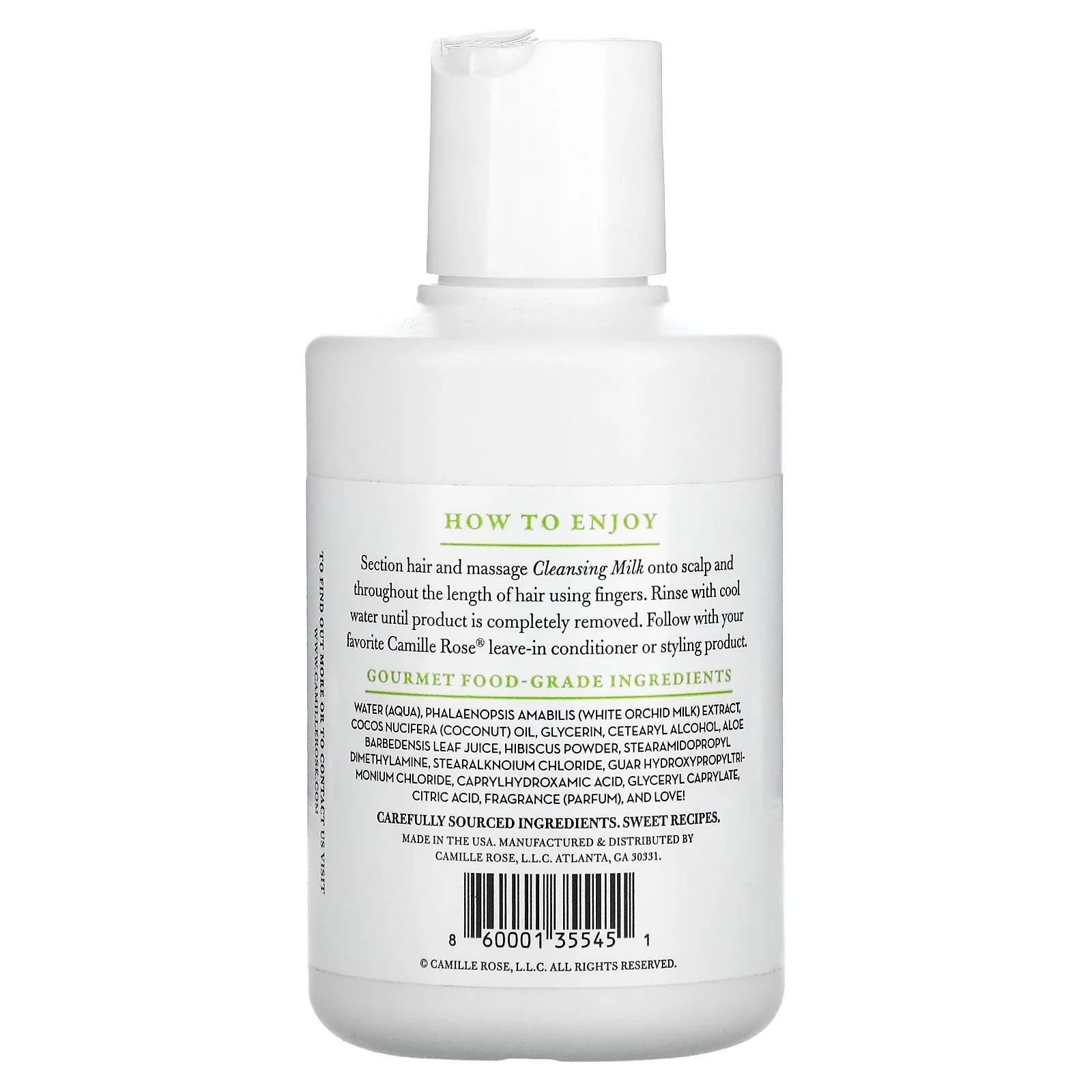 Camille Rose Cleansing Milk White Orchid Gentle Hydration & Detangling for Natural & Curly Hair 8 oz