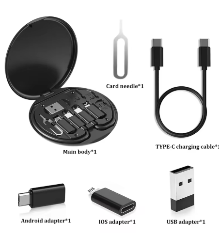 Multi USB Type-C to C 60W Charging Adapter Cable Kit – USB-C to Lightning, USB-A/Type-C to Micro/Type-C/Lightning Conversion Set – Fast Charging & Data Transfer