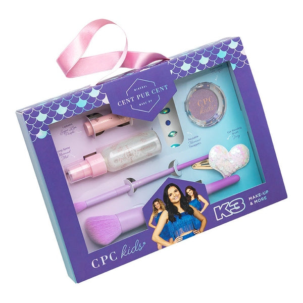 Cent Pur Cent CPC Kids K3 Marthe Make-Up Gift Set 6 Pieces (Lip Stick + Eyeshadow + Face Diamonds + Setting Spray + Hair Clip + 2x Makeup Brush)