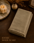 Khaki Brown Wool Scarf Soft Warm Woven Winter Shawl Wrap 1.8m x 63cm