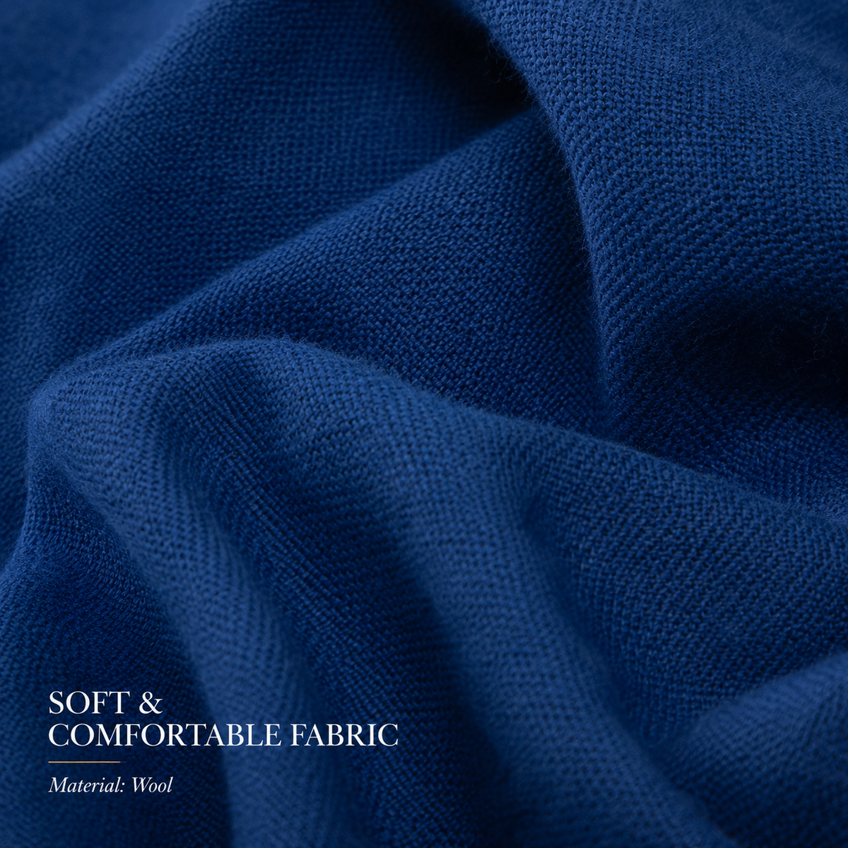 Classic Blue Wool Scarf Soft Winter Warm Fringed Shawl Wrap