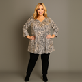 Grey Bronze 3/4 Sleeve Swing Top