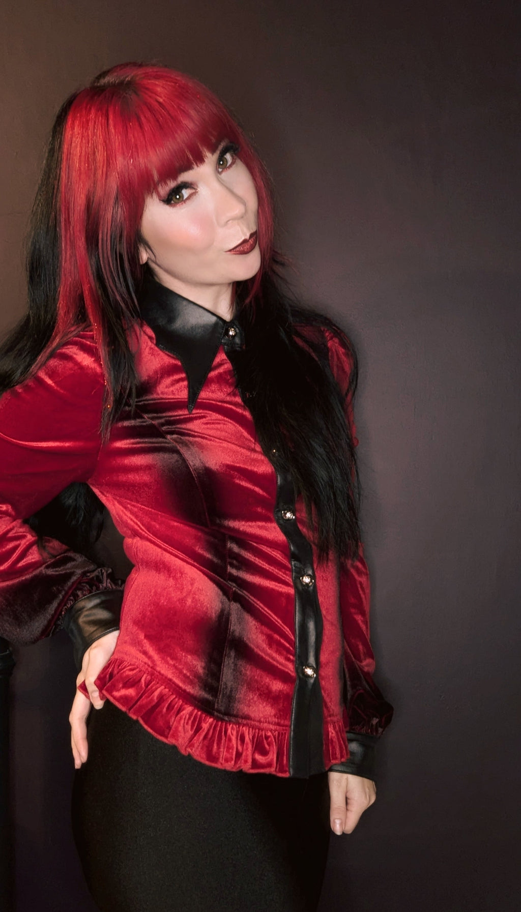 Punk Rave Fawn Gradient Printed Shirt in Red