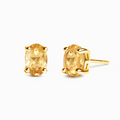 Citrine Oval Stud Earrings in 18k Gold Vermeil