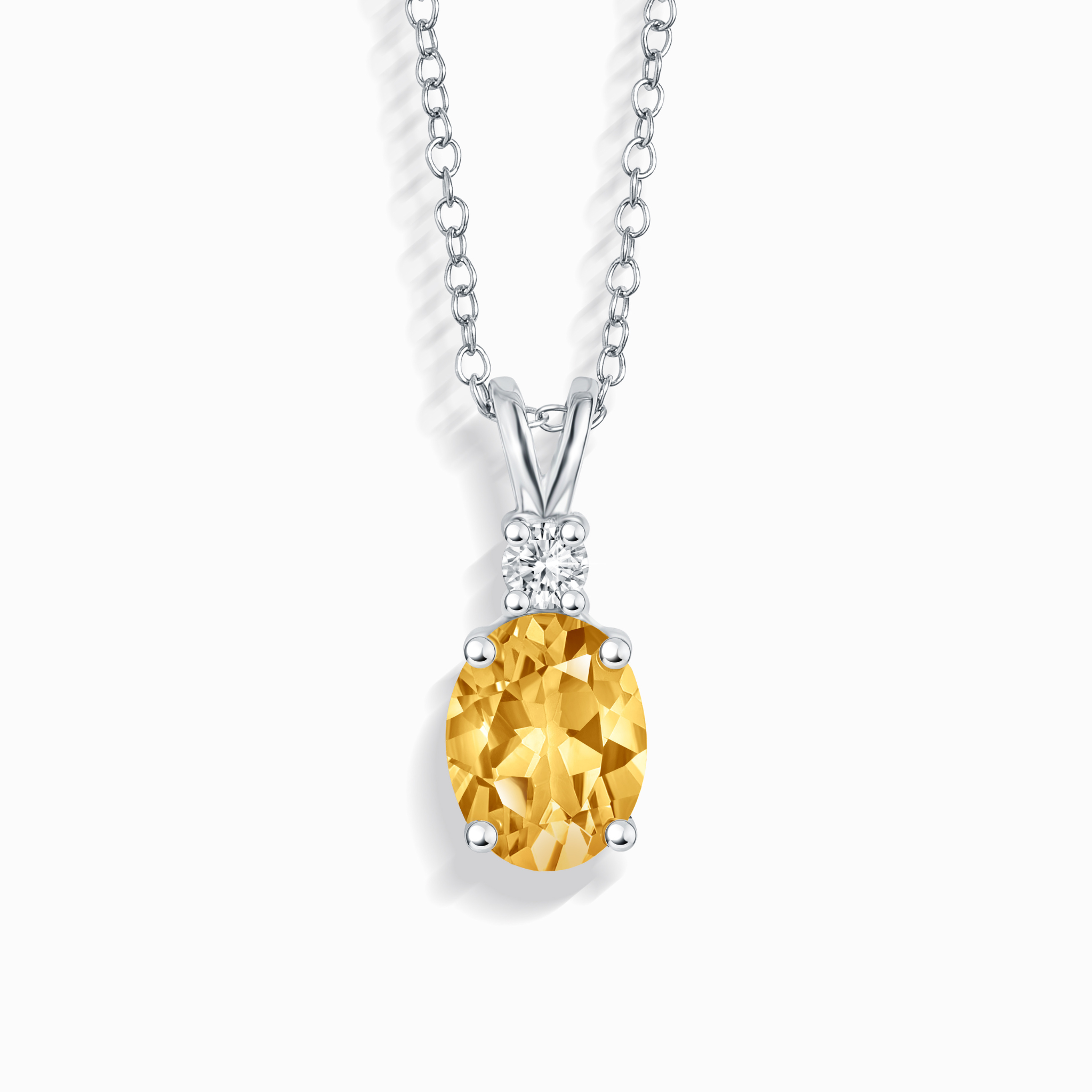 Citrine Pendant Necklace in Sterling Silver