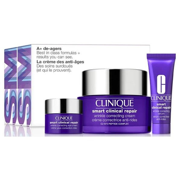Clinique Smart A+ De-agers Gift Set 50ml Smart Clinical Repair Wrinkle Correcting Cream + 10ml Serum + 5ml Eye Cream