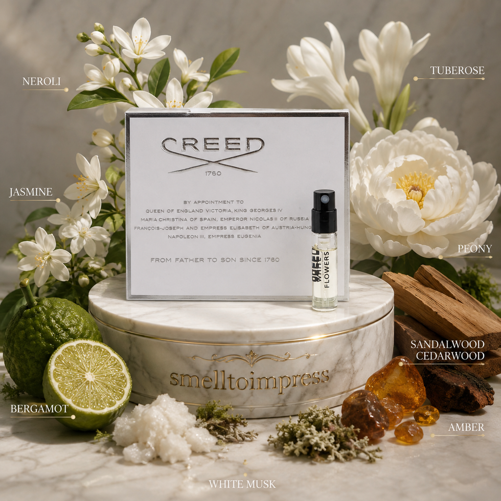 Creed White Flowers official perfume sample 2ml 0.06 fl. oz. fragrance tester