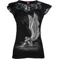 ENSLAVED ANGEL - Lace Layered Cap Sleeve Top Black
