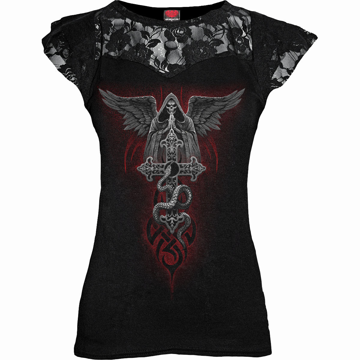 THE DEAD - Lace Layered Cap Sleeve Top Black