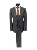 Men's Grey Prince Of Wales Check 3-Piece Suit