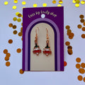 Green red white Christmas Tree gold earrings
