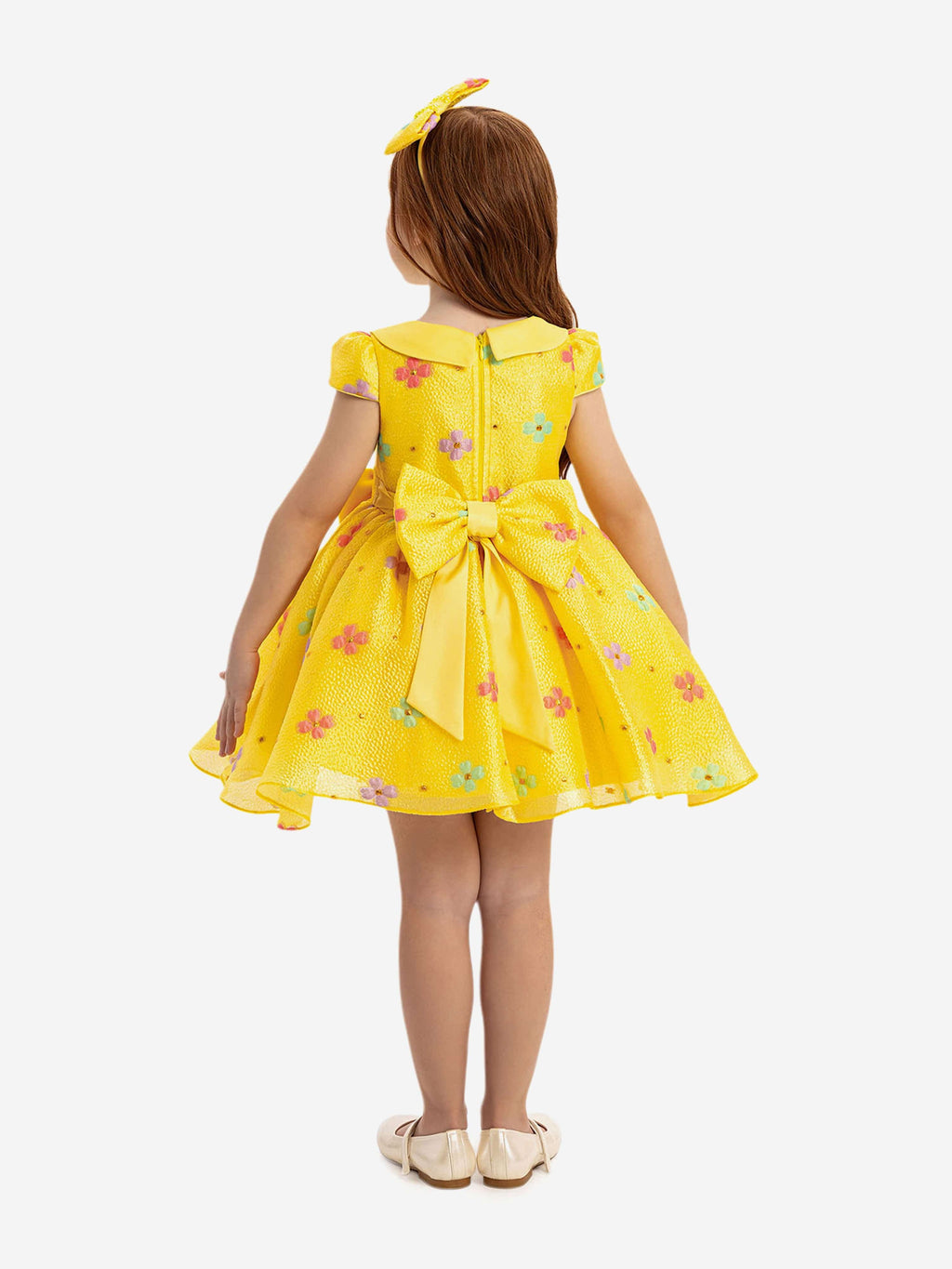 DRESS & Fleur Baby Girls Floral Dress with Headband in Yellow
