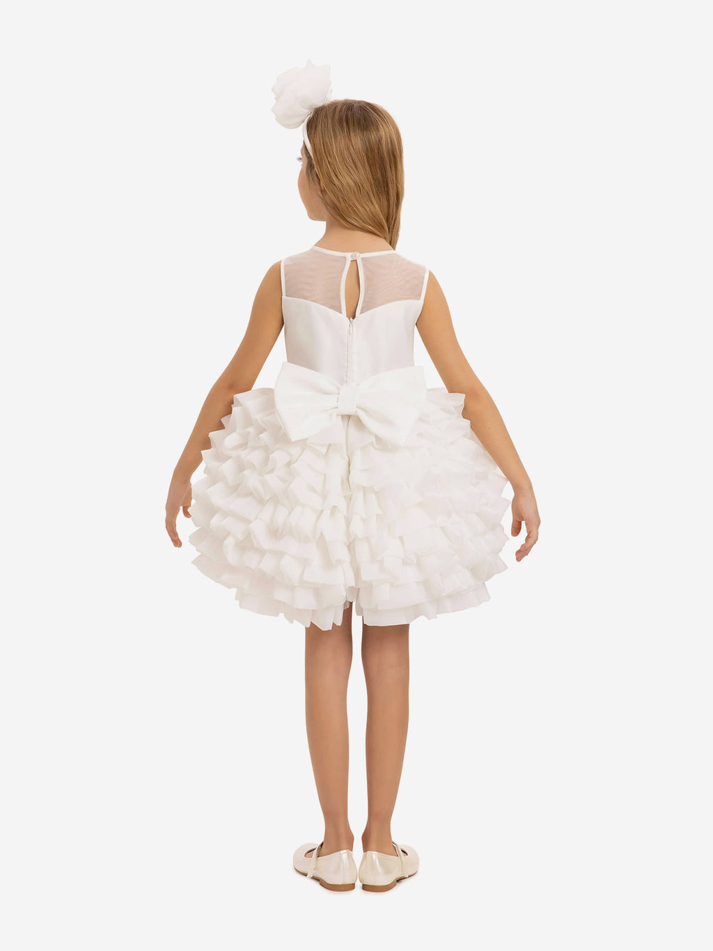 DRESS & Fleur Girls Dress with Headband in White