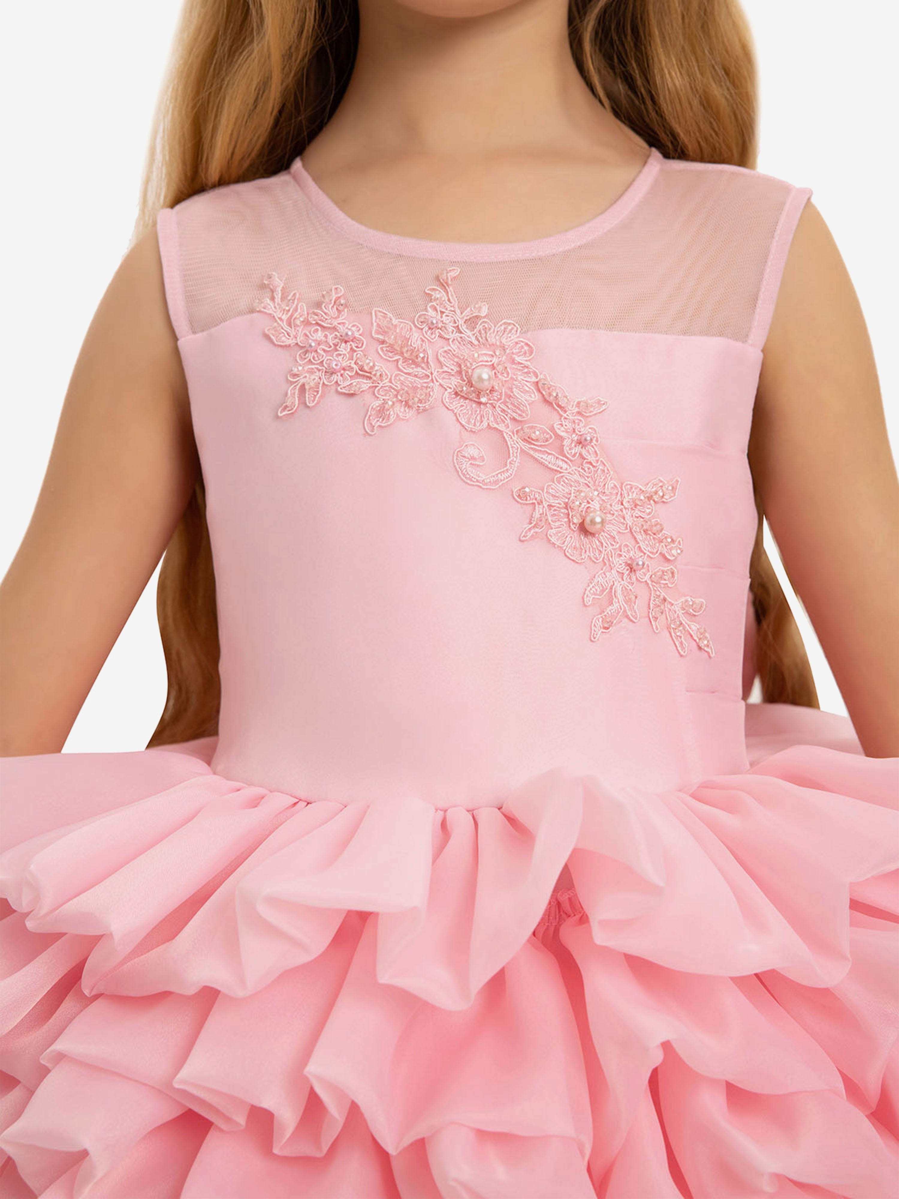 DRESS & Fleur Girls Dress with Headband in Pink