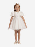 DRESS & Fleur Baby Girls Pearl Detail Dress with Headband in White