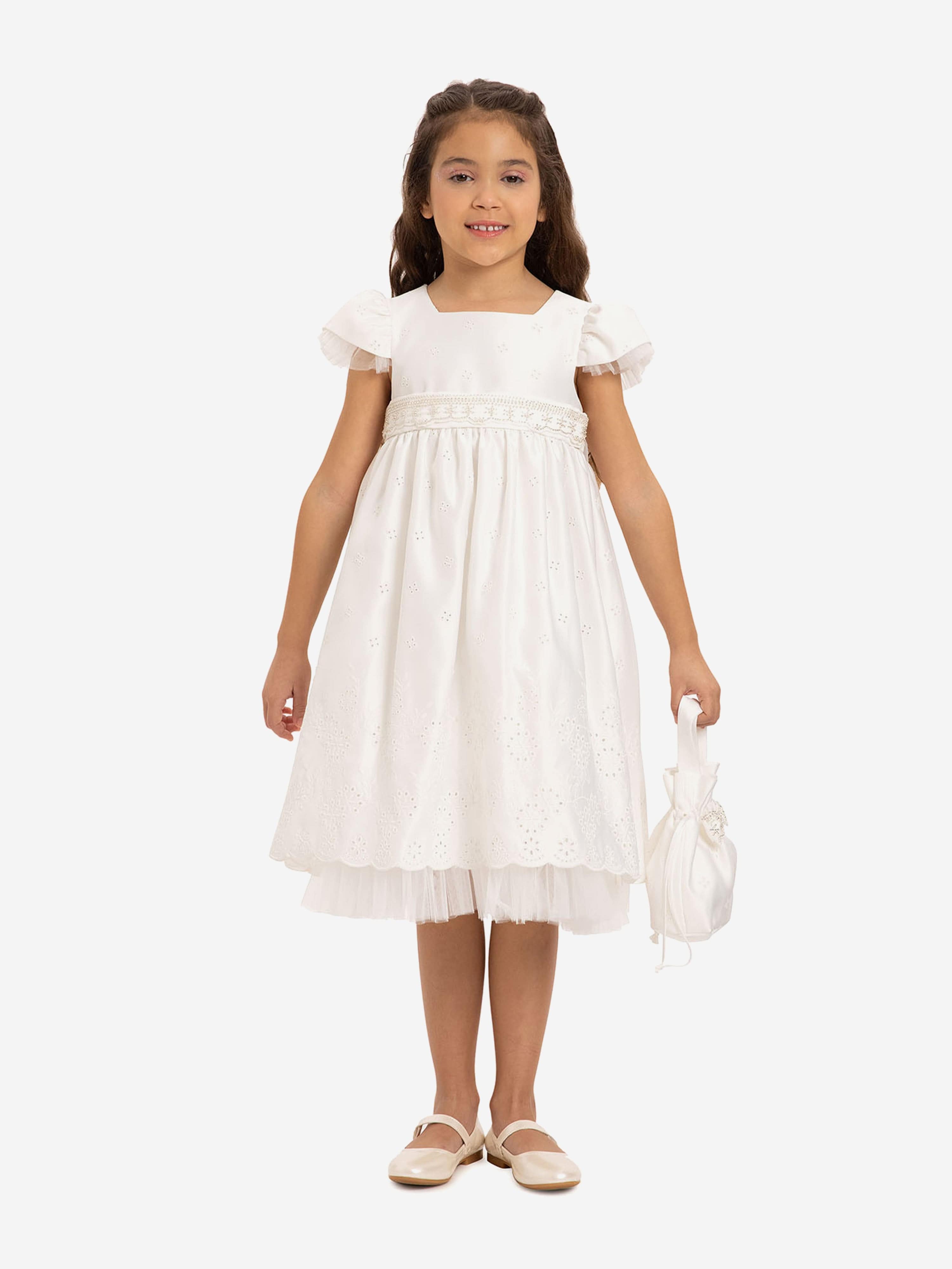 DRESS & Fleur Girls Dress with Matching Bag in White