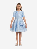 DRESS & Fleur Girls Elegant Dress with Matching Bag in Blue