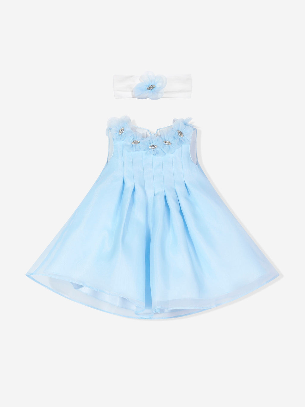 DRESS & Fleur Baby Girls Occasion Dress with Headband in Blue