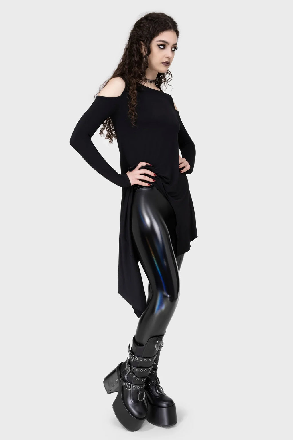 Killstar Darkwaves & Raves Hi-Shine PU Leggings - Size 10 Left Only!