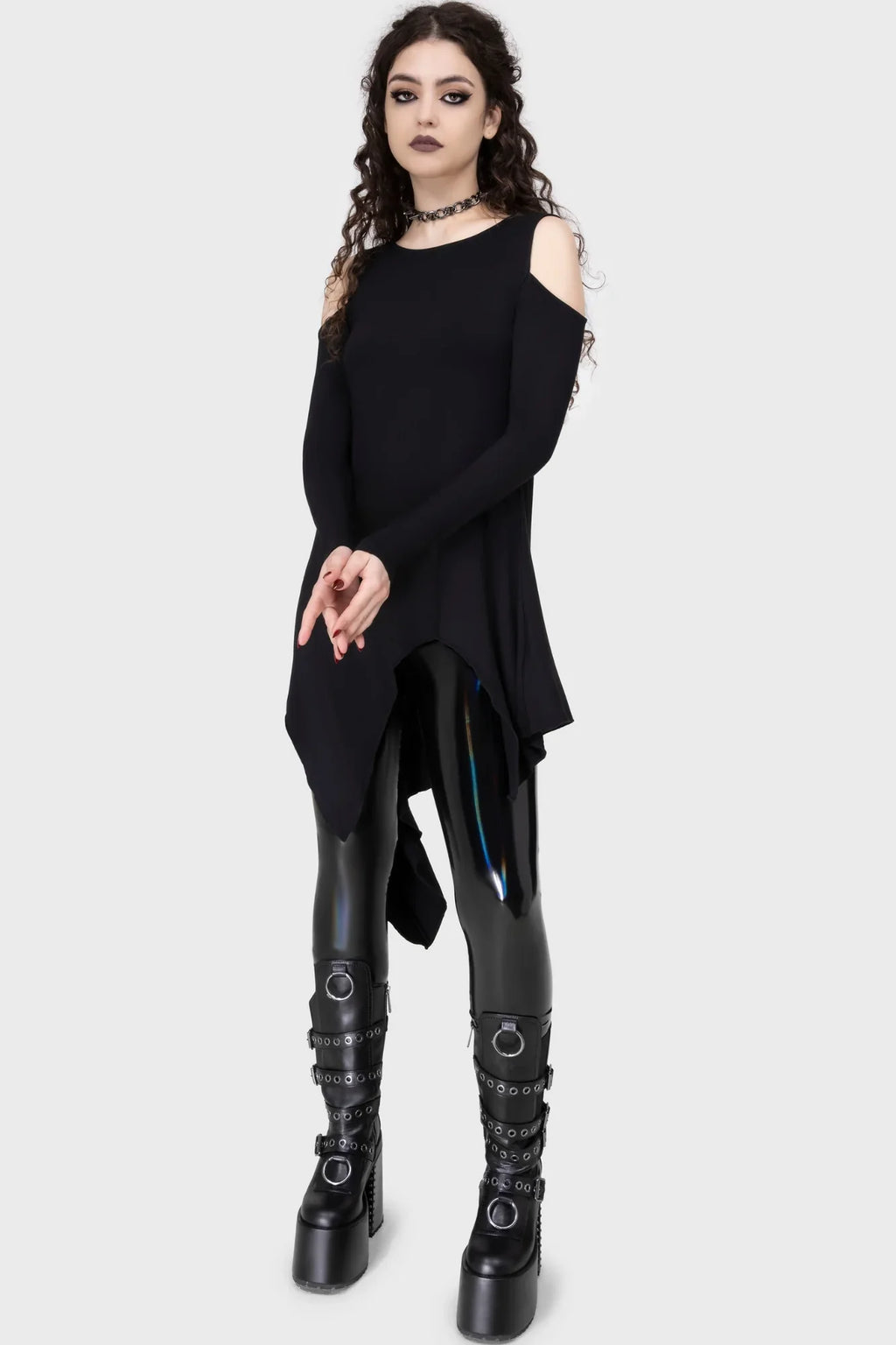 Killstar Darkwaves & Raves Hi-Shine PU Leggings - Size 10 Left Only!