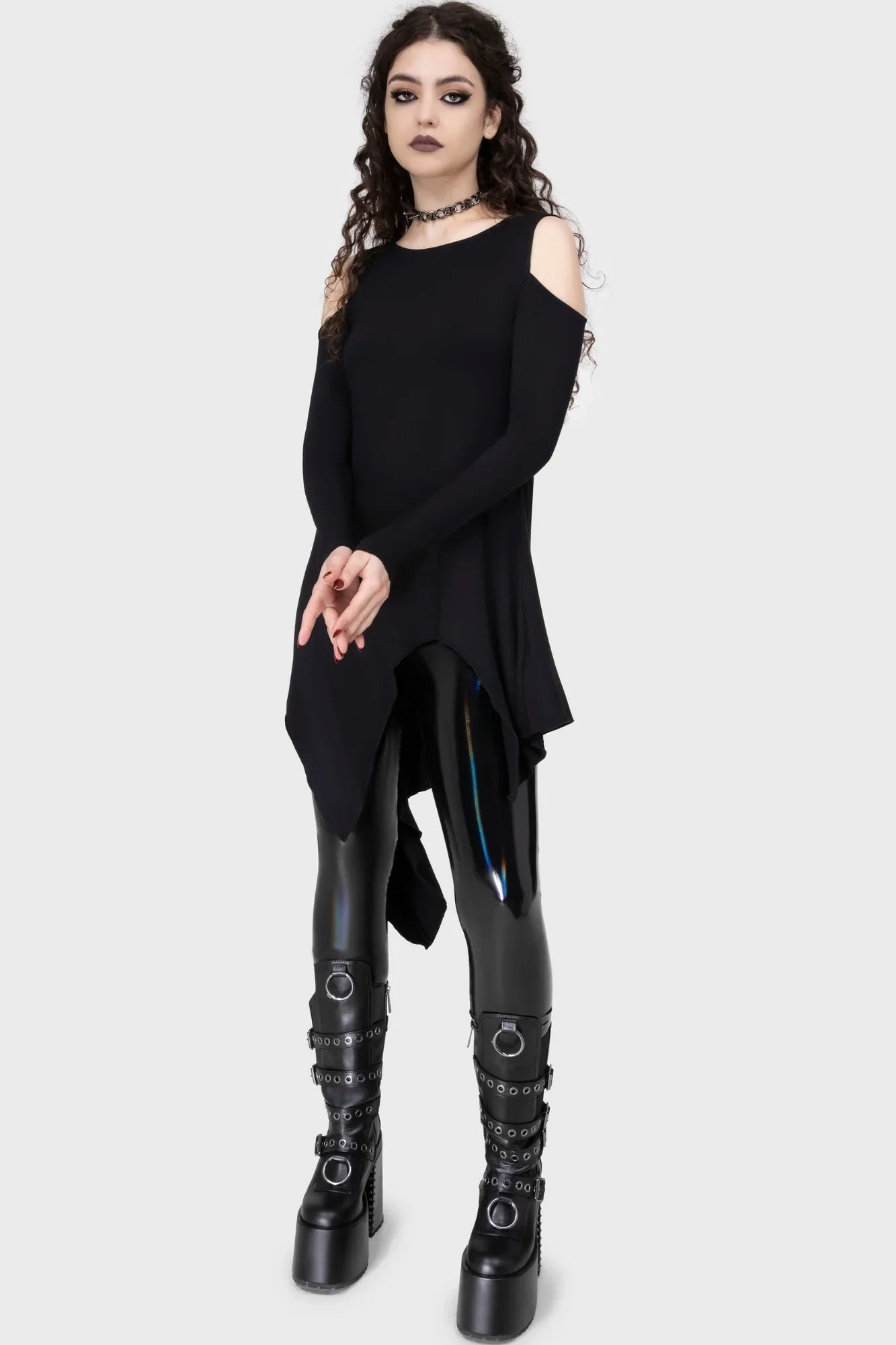 Killstar Darkwaves & Raves Hi-Shine PU Leggings - Size 10 Left Only!